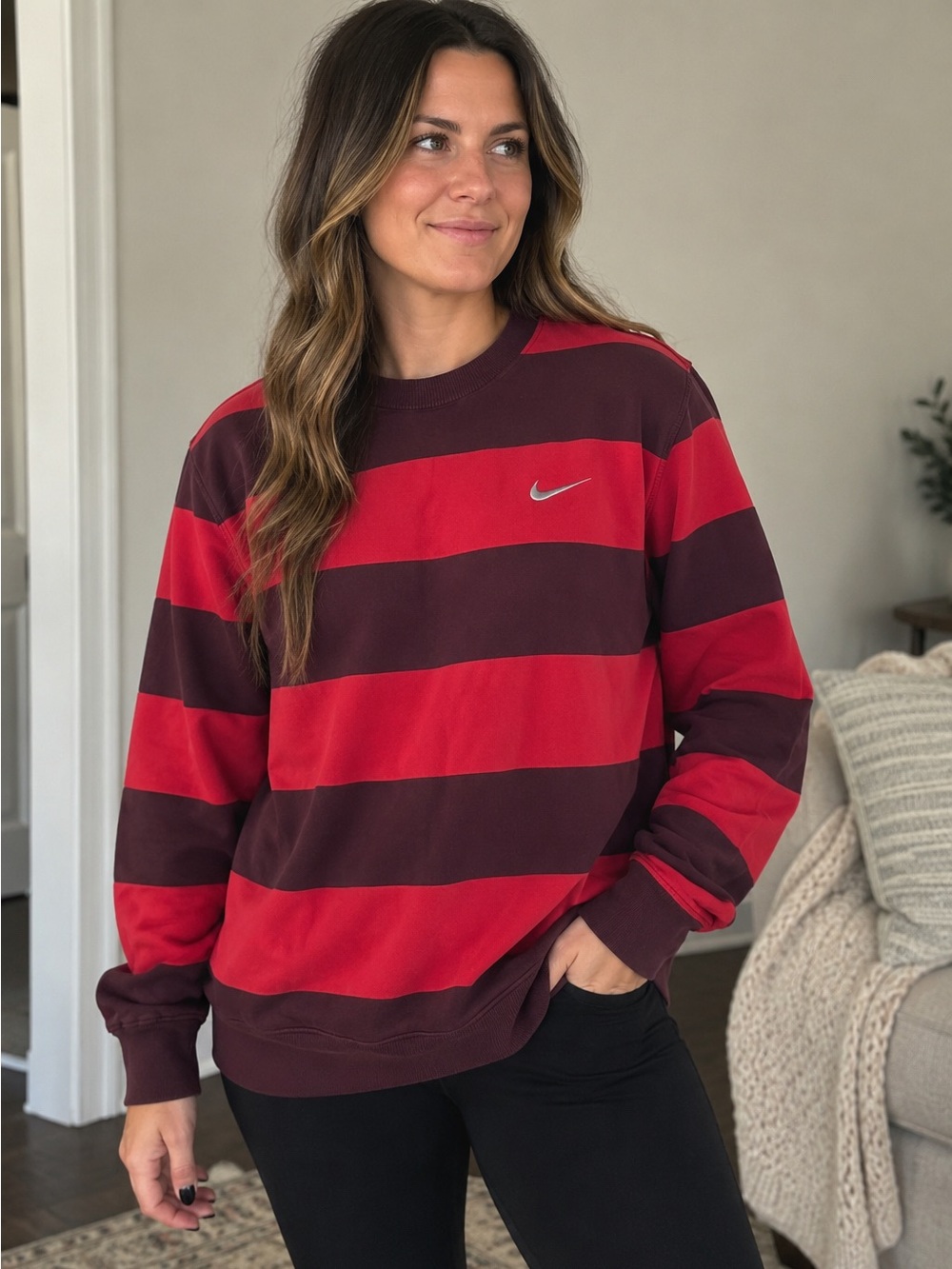 Red Striped Nike Sweatshirt
